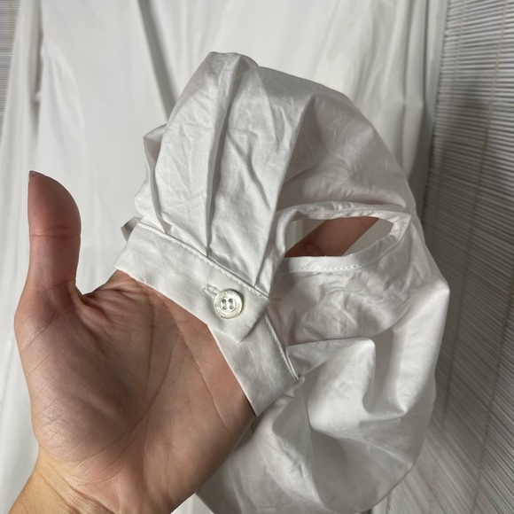 Space Simona Corsellini White Puff Sleeve V-Neck Dress Size 8 - Picture 4 of 11